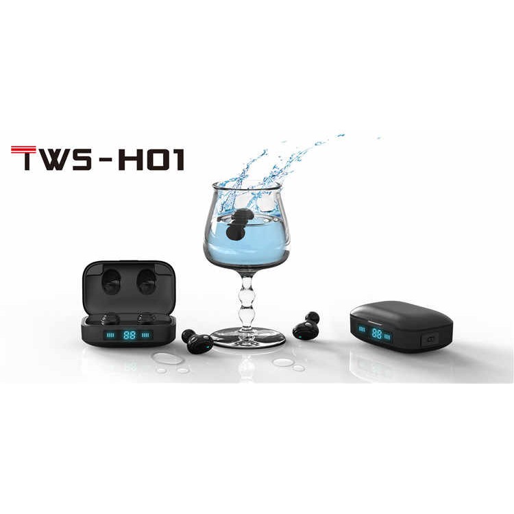 Headset Bluetooth LED Waterproof TWS-H01 Wireless Earbuds LED Tipe TWS H01