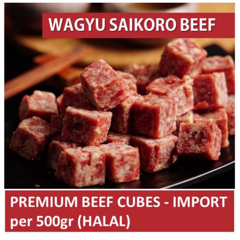 

Daging Sapi Saikoro Beef Steak Cube Impor - 500gr