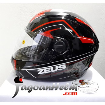 ZEUS Helm ZS811 AL5 | Pattern 811 Black RED | ZS-811 Free Smoke Visor