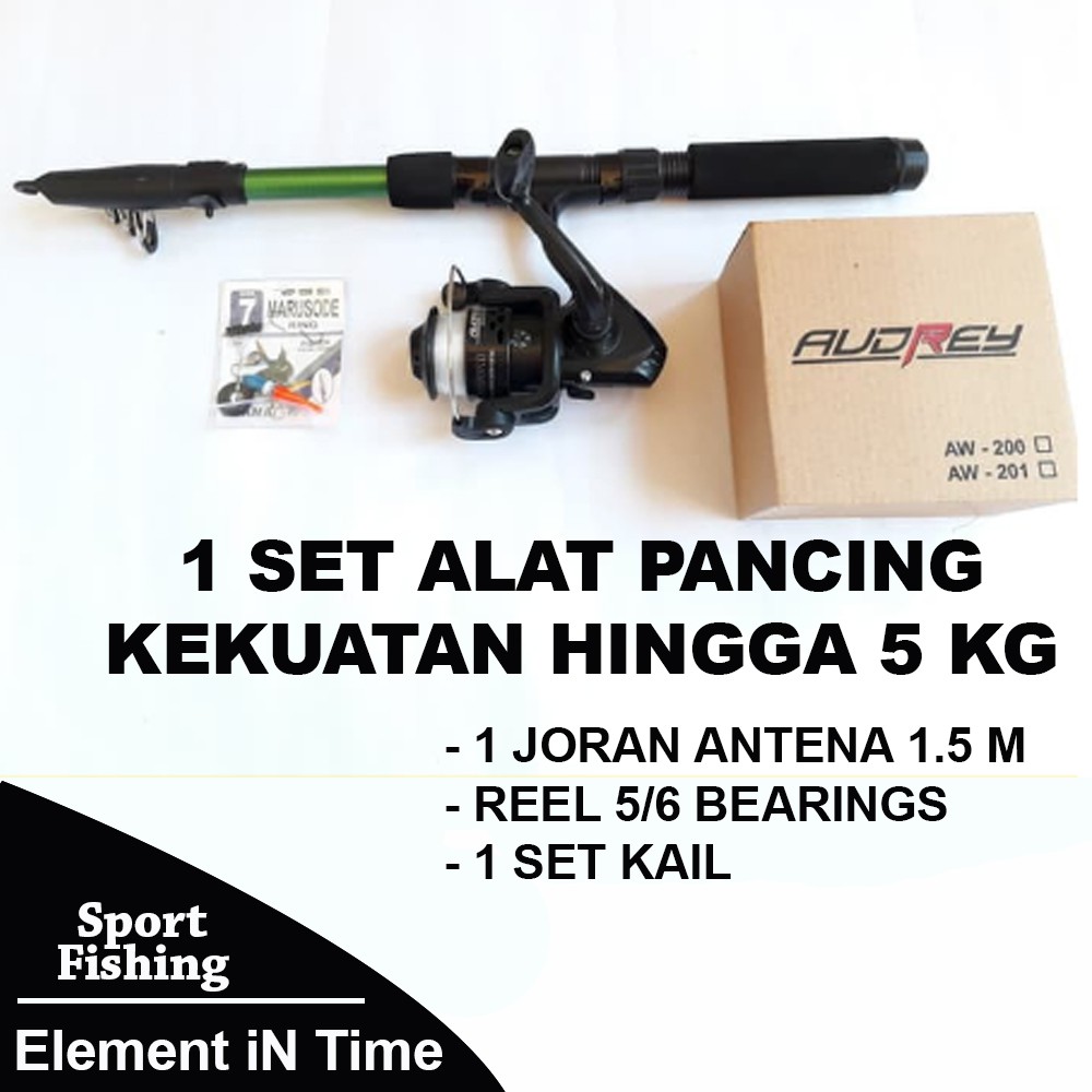 1 SET PANCING KEKUATAN 5 KG JORAN ANTENA REEL 5 BEARINGS [FREE 1 BUNGKUS KAIL]