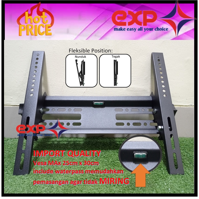 Bracket TV CHANGHONG 21&quot; s/d 43&quot; waterpass GARANSI 100% COCOK!!! IMPORT QUALITY