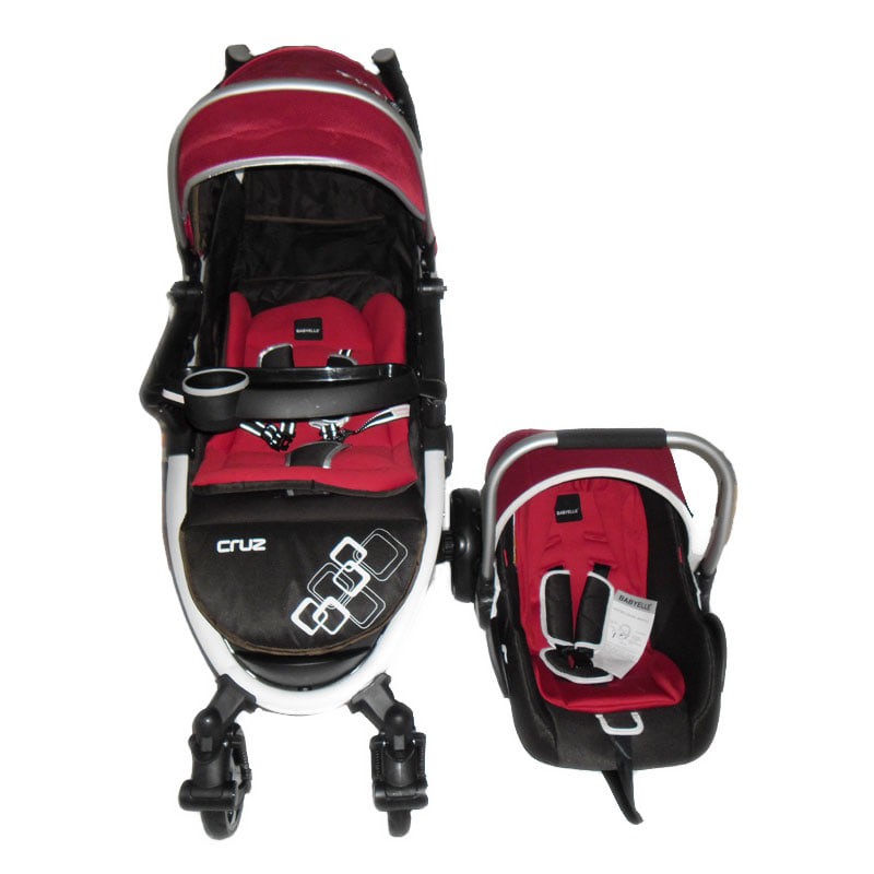 HARGA PROMO Kereta Bayi Stroller + Car Seat BabyElle 702 Cruz Travel System Red