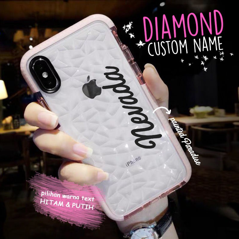 Diamond Softcase Custom Nama Iphone 12 pro Oppo a12 a3s a5s a7 Samsung a11 a10 a50 Vivo Xiaomi Realm