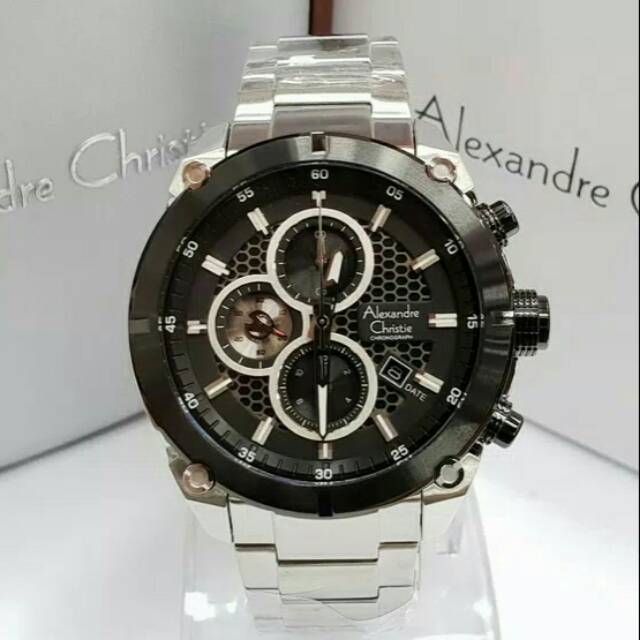 JAM TANGAN PRIA ALEXANDRE CHRISTIE AC 6490 SILVER BLACK