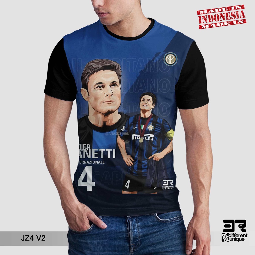[ COD ] KAOS PRINTING GAMBAR LEGENDA SEPAKBOLA DUNIA JAVIER ZANETTI INTER MILAN - BAJU SEPAK BOLA DI
