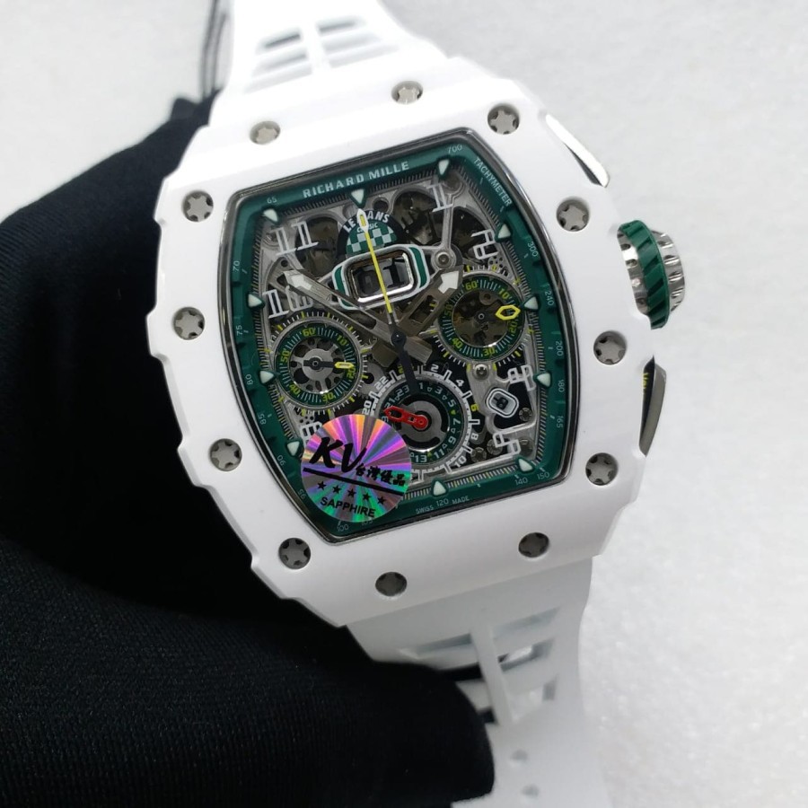 Hot Sale RM011-03 White Ceramic dial Green 1:1Garansi 1 th