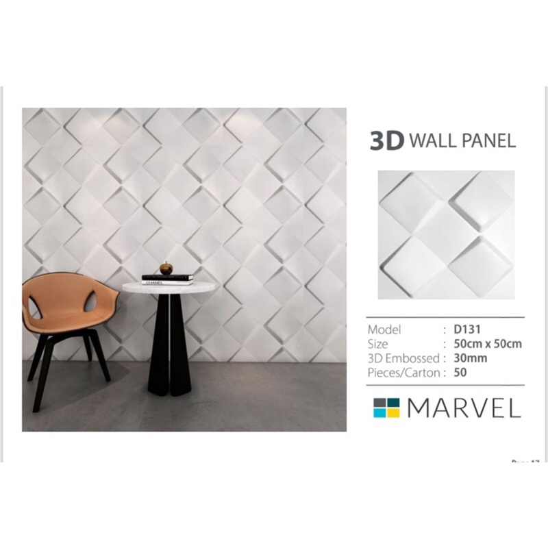Wall Panel 3D Wall Panel Dinding PVC Motif kotak 3D Tombul Putih