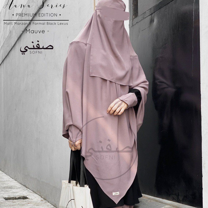 KHIMAR HAWA SYARI WARNA MAUVE BY SOFNI - FREE CADAR BANDANA SOFNI