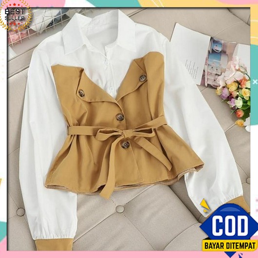 Blouse/Atasan Wanita Casual Lengan Pendek Polos  Korean Style Cod - Balea Top Atasan Blouse