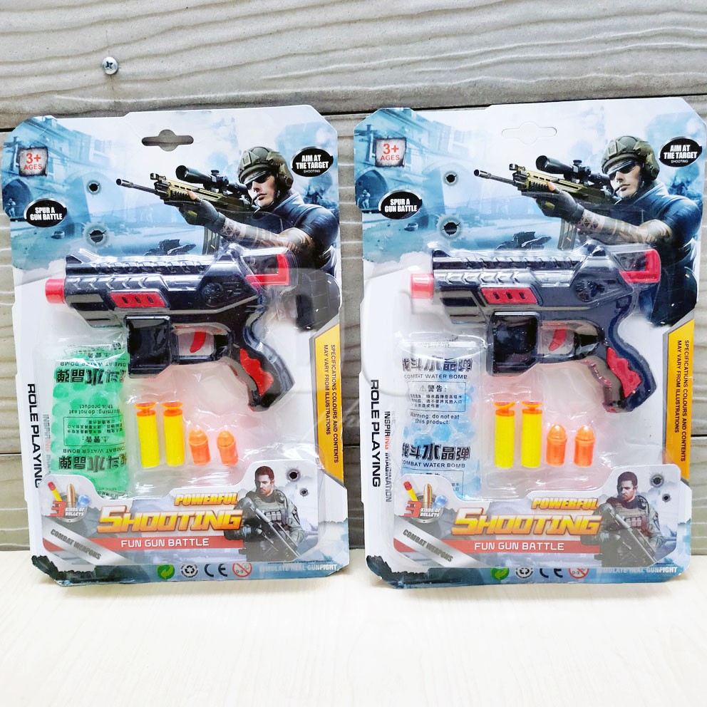 Powerful Shooting Gun Mainan Pistol Waterbeads Peluru Gabus Tembak tembakan