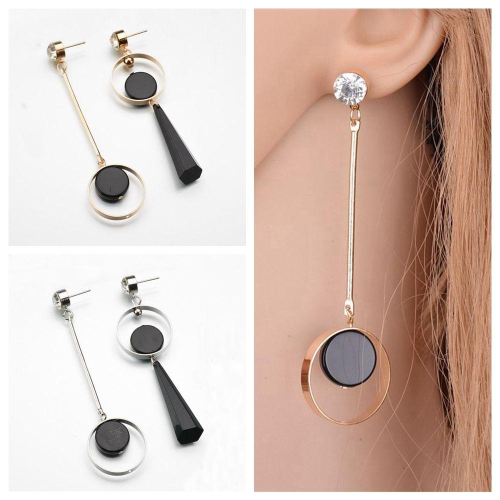 Solighter 1pasang Anting Menjuntai Lady Jewelry Drop Asimetris Ear Stud