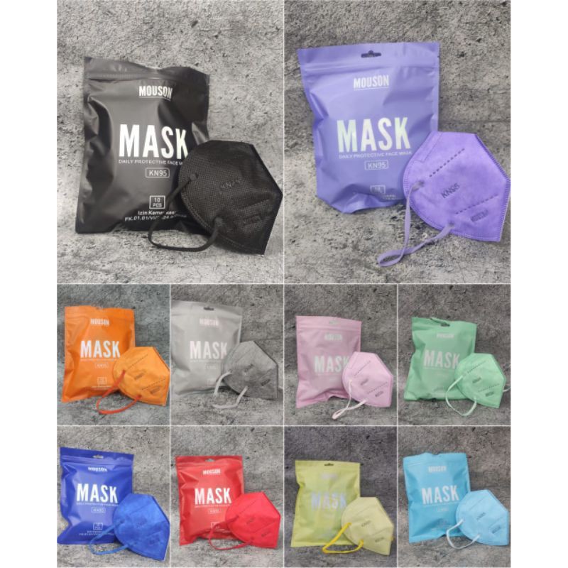 READY KN95 MERK MOUSON. KN95 MOUSON WARNA WARNI. 1 BOX ISI 10 PCS.