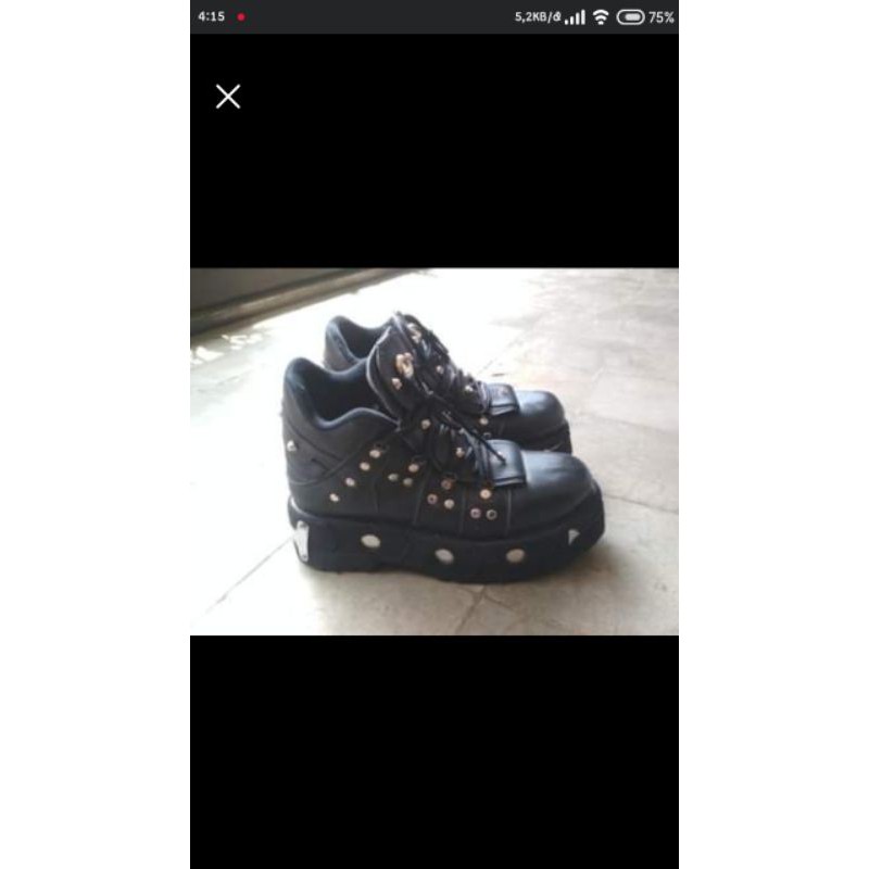 sepatu boots custom double sol newrock pendek tali