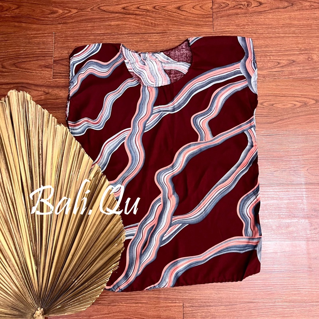 Baju Atasan XL Rayon Motif Bali-MERAH HATI VANESSA