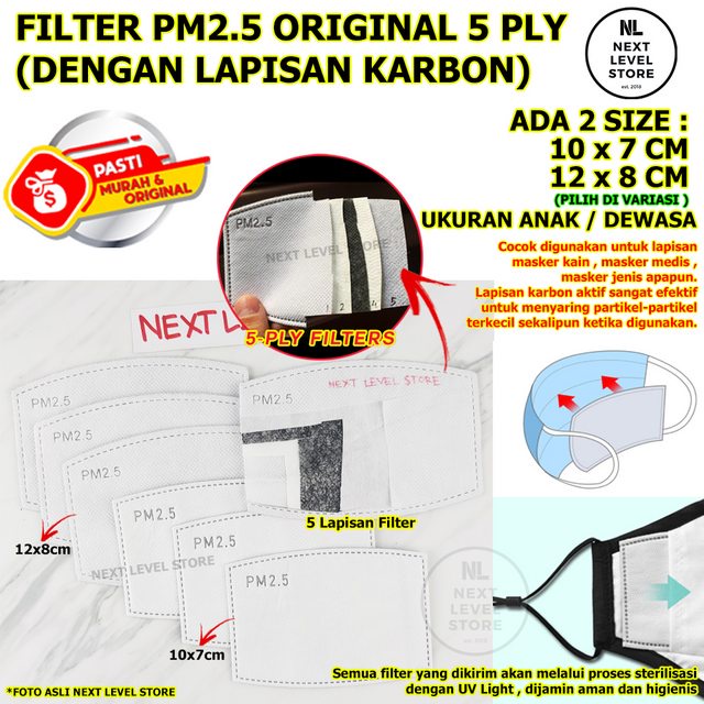 Refill Filter Masker PM 2.5 Tomo Kain N95 Mask Hepa - DEWASA - ANAK - PILIH DI VARIASI