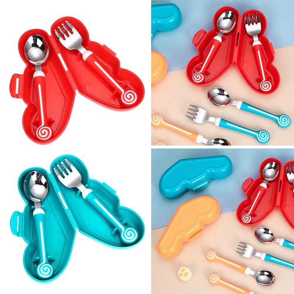 Top Baby Spoon Fork Portable Set Peralatan Makan Makan Makan Makan Bayi Cutlery Set