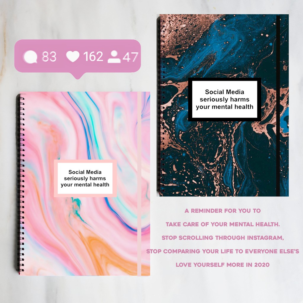 

SOCIAL MEDIA MENTAL HEALTH Notebook Bujo Journal Office School Buku Tulis A4/A5 Catatan Sekolah