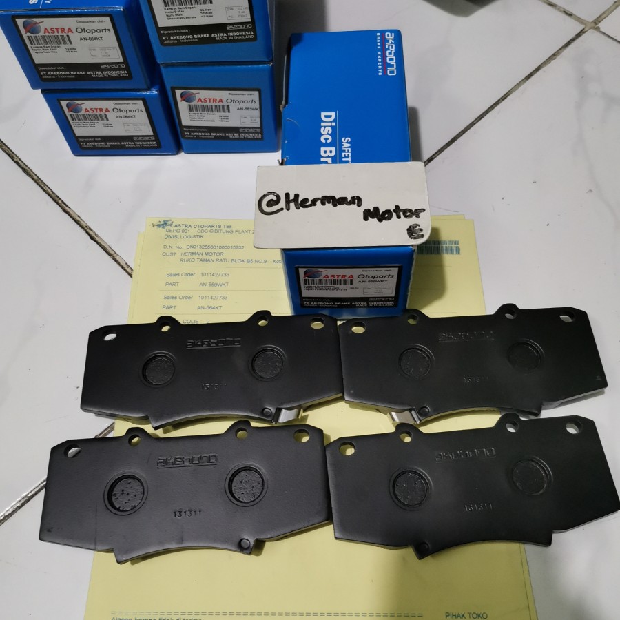 Kampas rem Brake Pad Depan Akebono ORIGINAL Fortuner VNT gen2 2012-2015 4x2 , Hilux Vigo 4WD 2008-20