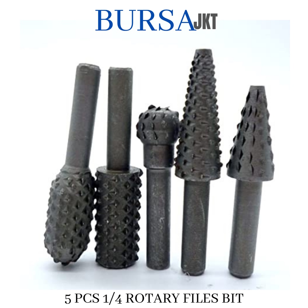 MATA BOR TUNER KAYU ROTARY TUNGSTEN FILES DIAMOND 6 MM SET ISI 5 PC hitam