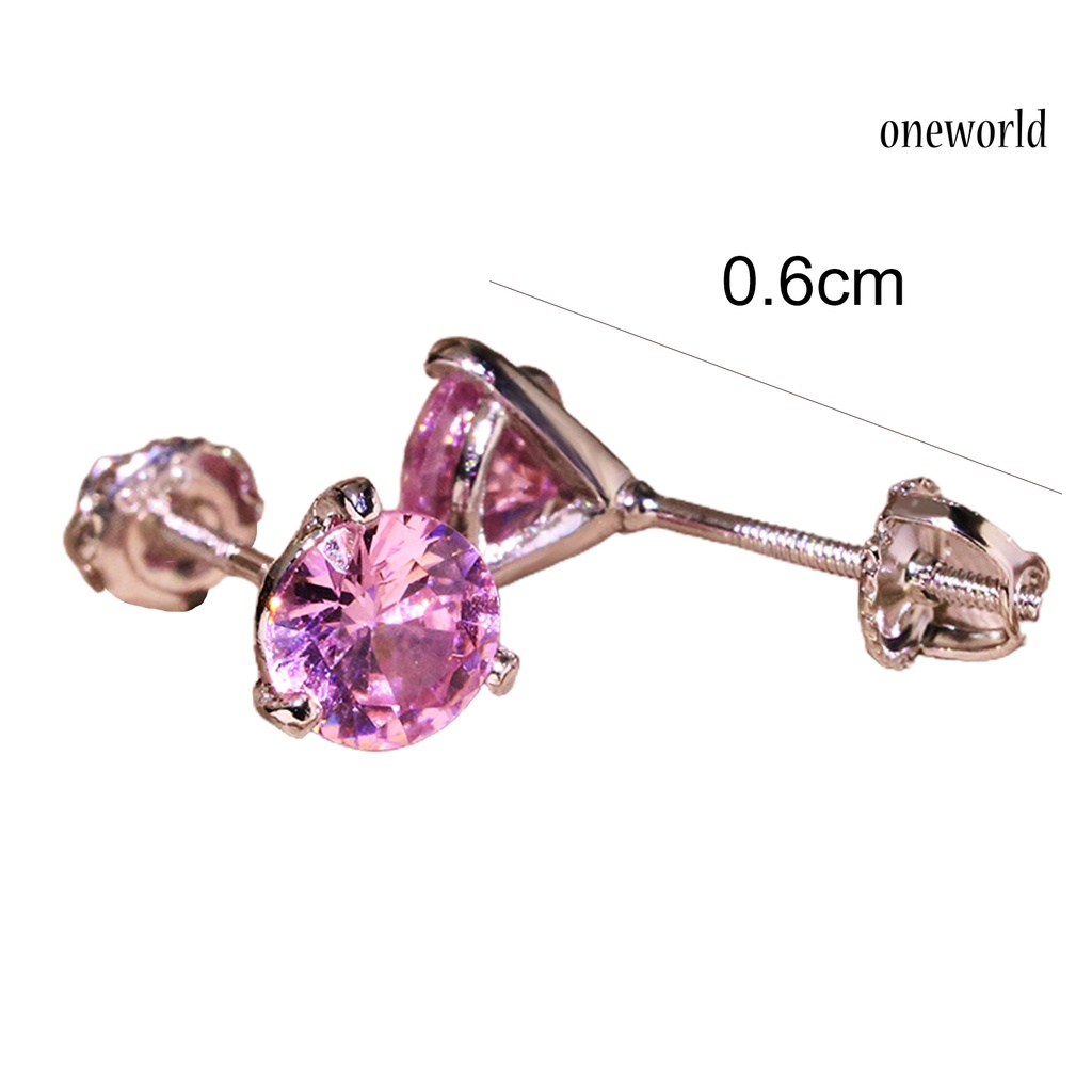 OW# 1 Pair Fashion Elegant Round Rhinestone Women Triangle Ear Stud Earring Gift