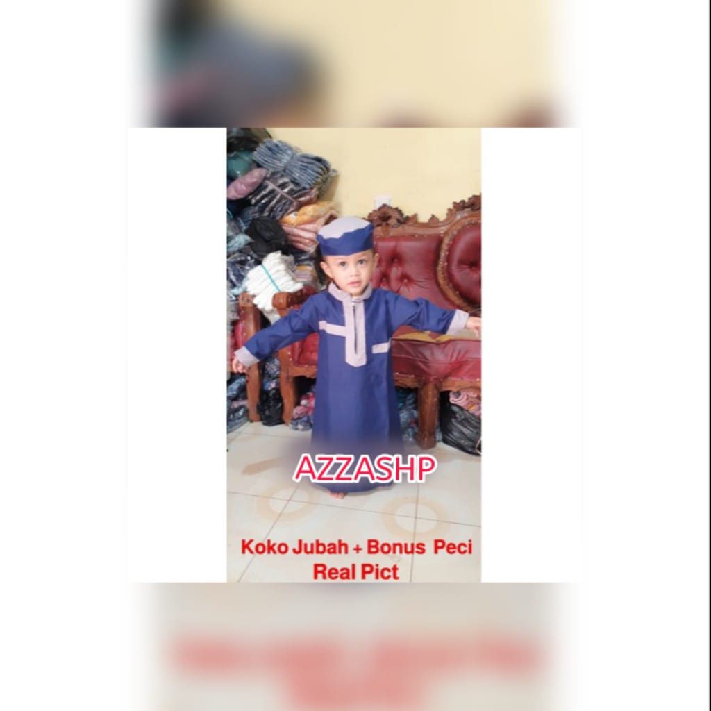 Baju Koko Jubah Anak Lengan Panjang Usia 2-12 Thn / Baju Koko Muslim Anak Laki-Laki