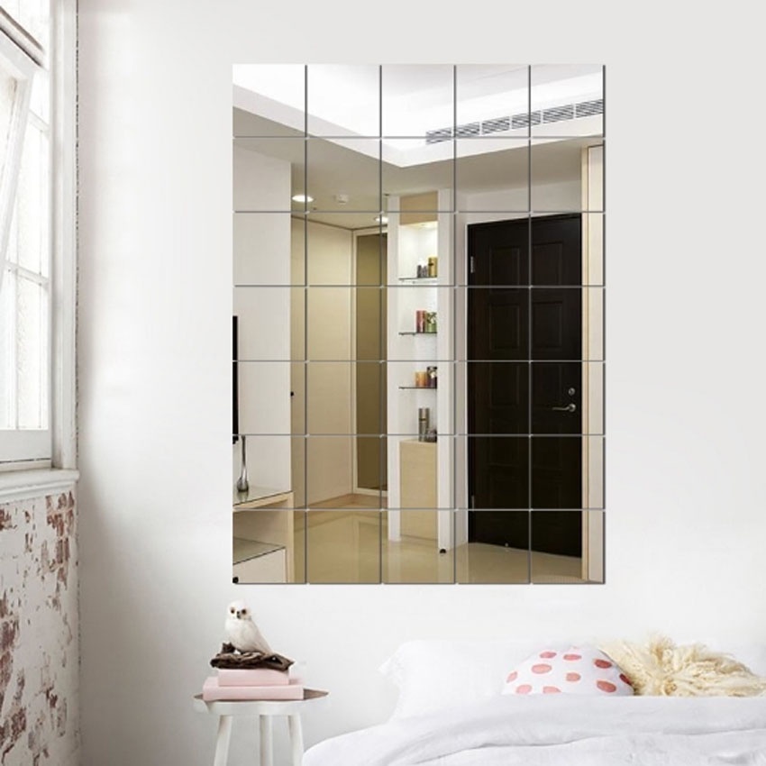 Stiker Cermin Kotak Kaca Dinding Akrilik Square Acrylic Mirror Wall Sticker 15Cm