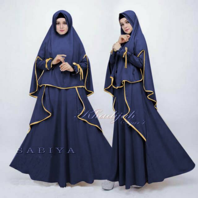 GAMIS MUSLIM SABIYA SYARI NAVY + DAPAT HIJAB | DRESS WANITA | GAMIS MUSLIMAH | FASHION MUSLIM