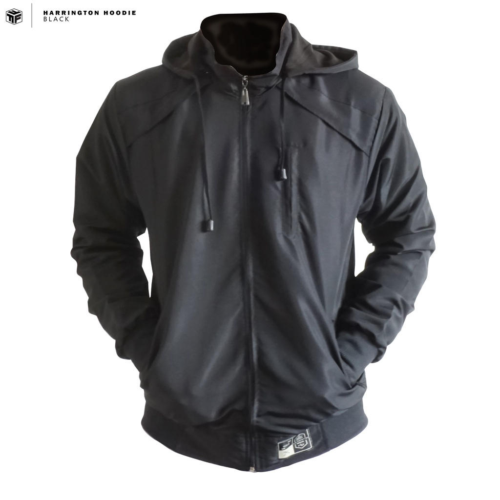 Jaket Harrington Hoodie Polos Pria Wanita Unisex Anti Angin Hitam Navy Army Grey Mroon Size L XL XXL Original Triple F