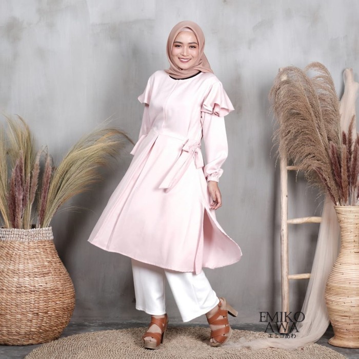 Tunik Wanita Cantik Panjang Merk Adem Simple Murah R6J1 Terbaru Rayon Jumbo Premium Pesta Casual Pen