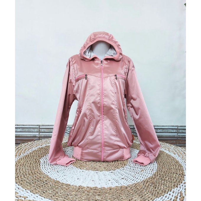 Jaket parasut WATERPROOF JUMBO(5L=XXXL)/ld 120 cm-Pink peach