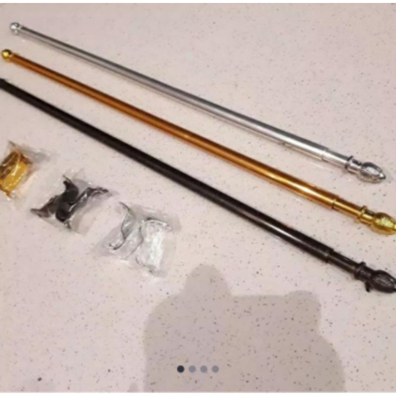 Batang Gorden Jendela 35–60cm | Penyangga Gorden Ikat Kupu Minimalis