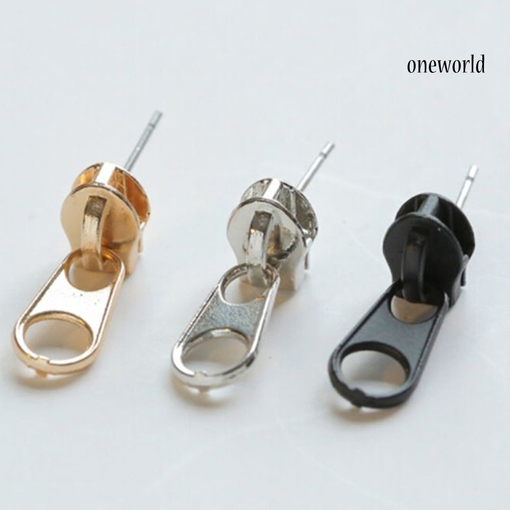 OW@ Creative Metal Zipper Ear Studs Earrings Punk Rock Women Jewelry Birthday Gift