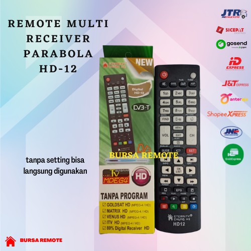 REMOTE MULTI RECEIVER / PARABOLA HD MP4/HD 12 - ECERAN Dan GROSIR