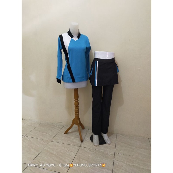 setelan senam muslimah rok saku aerobic / baju jogging / baju cfd