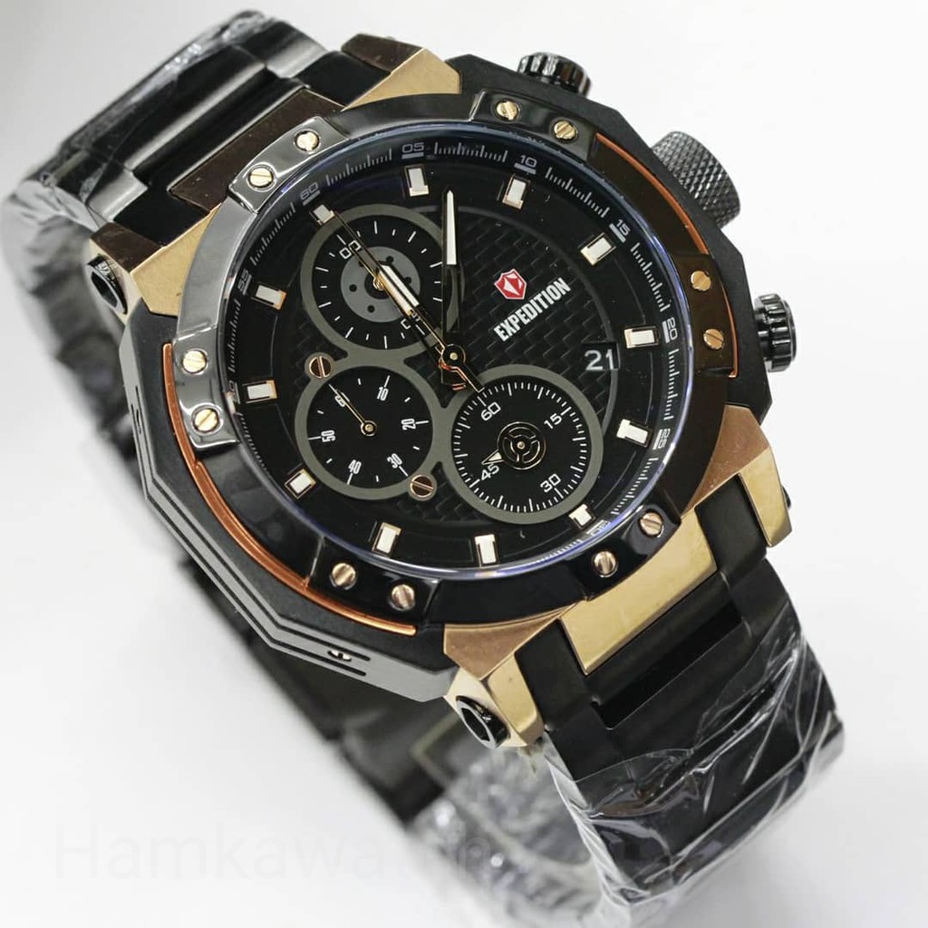 jam tangan / Watch_Id pria expedition original E6385 black rose gold Stanlesstell