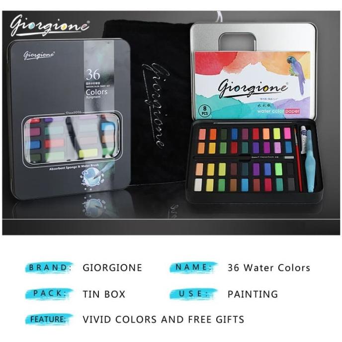 

Giorgione 36 colors solid watercolor box set