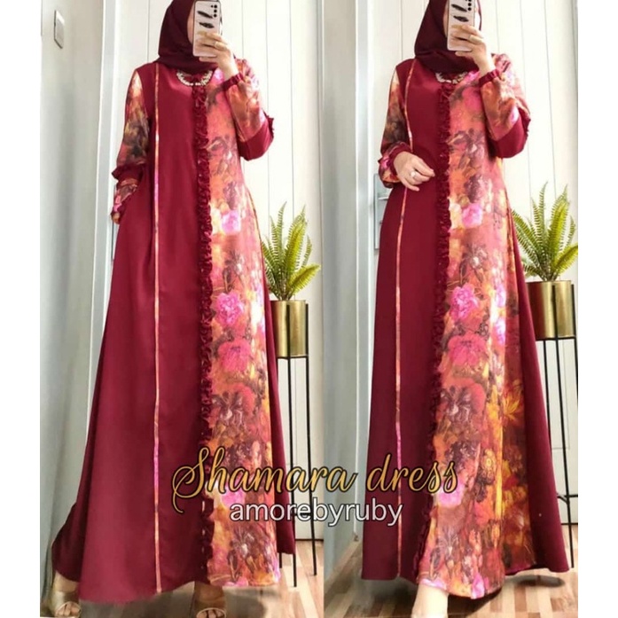 GAMIS SHAMARA MOTIF BUNGA AMORE BY RUBY