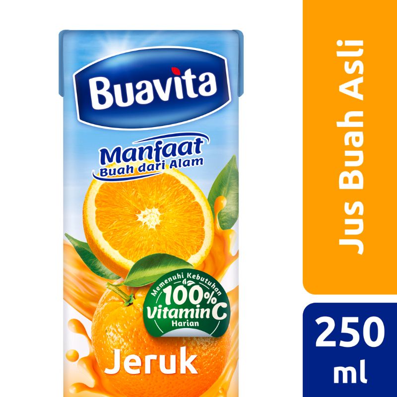 

Buavita Jus Buah Asli Jeruk 250 Ml - Jus Jeruk, Orange Juice, Mengandung Vitamin C