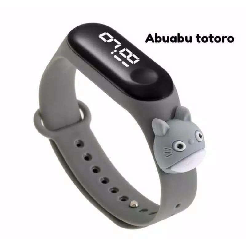 Jam tangan anak LED Display TAHAN AIR  elektronik arloji motif karakter kartun bahan rubber silikon-Grey totoro