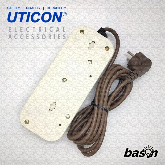 UTICON ST8382SW + 3 Lubang + Kabel 3 Meter - Stop Kontak + Saklar Individual