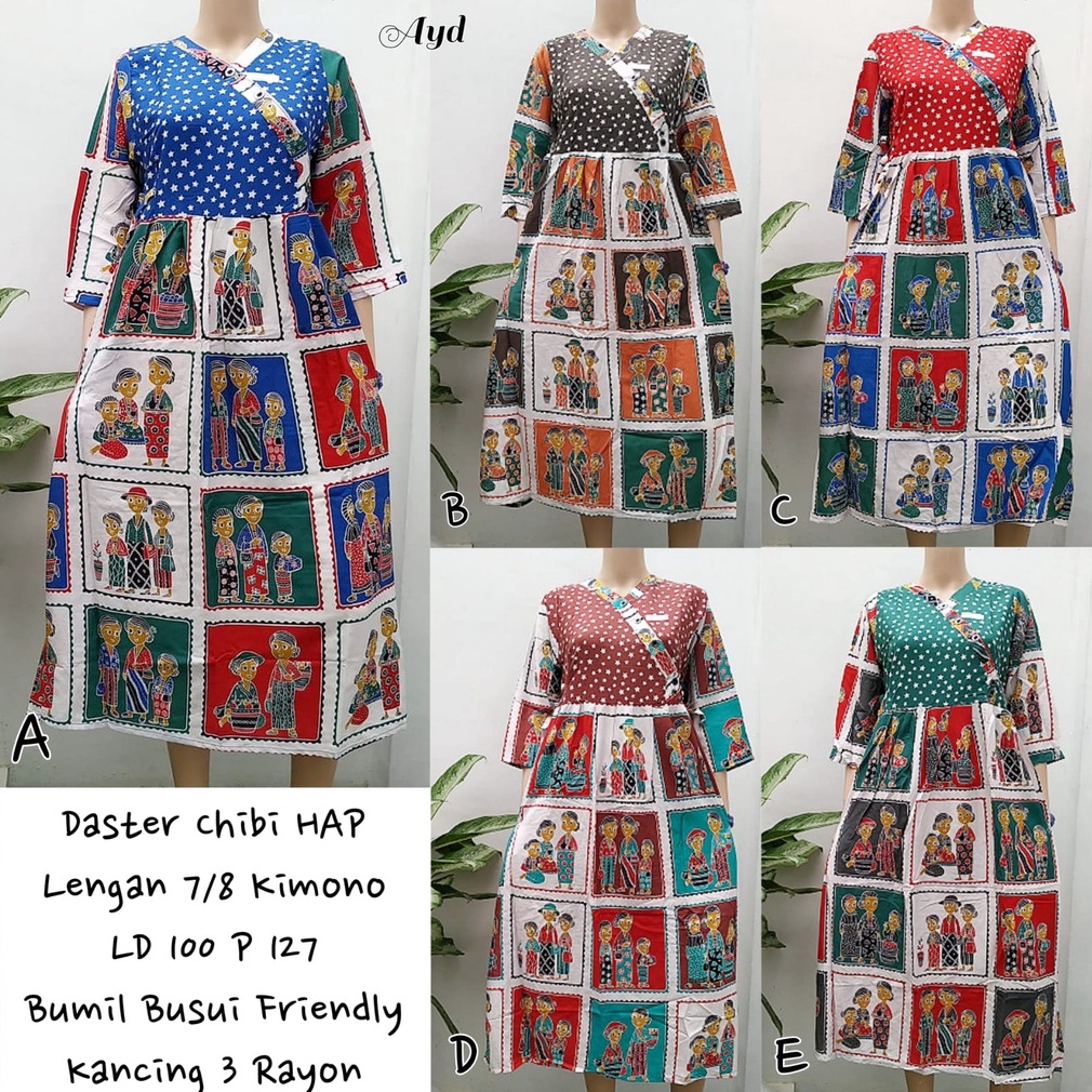 Daster chibi hap lengan 7/8 kimono tedjo tejo bumil busui rayon