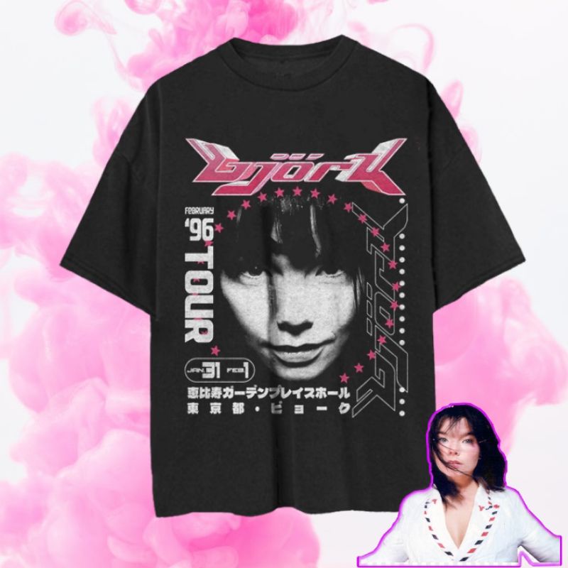 Bjork Japan Tour 1996/Kaos Musik Bjork Tour Japan 1996 Unisex Oversize