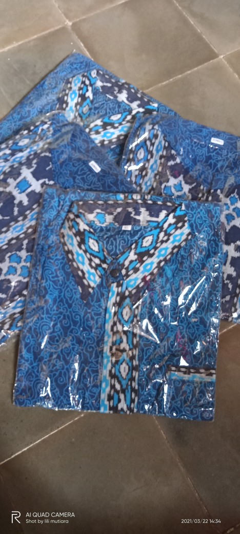 Batik Couple Keluarga Sania Ruffle Ori Ndoro Jowi Dnt Mega Mendung Biru