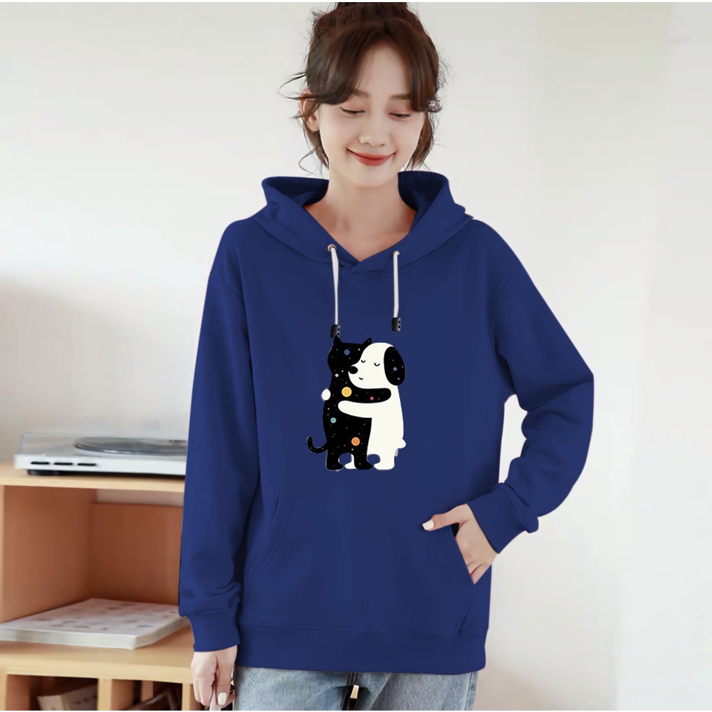 Lilipop.id Sweater Wanita Cat Dog Hoodie Jumper