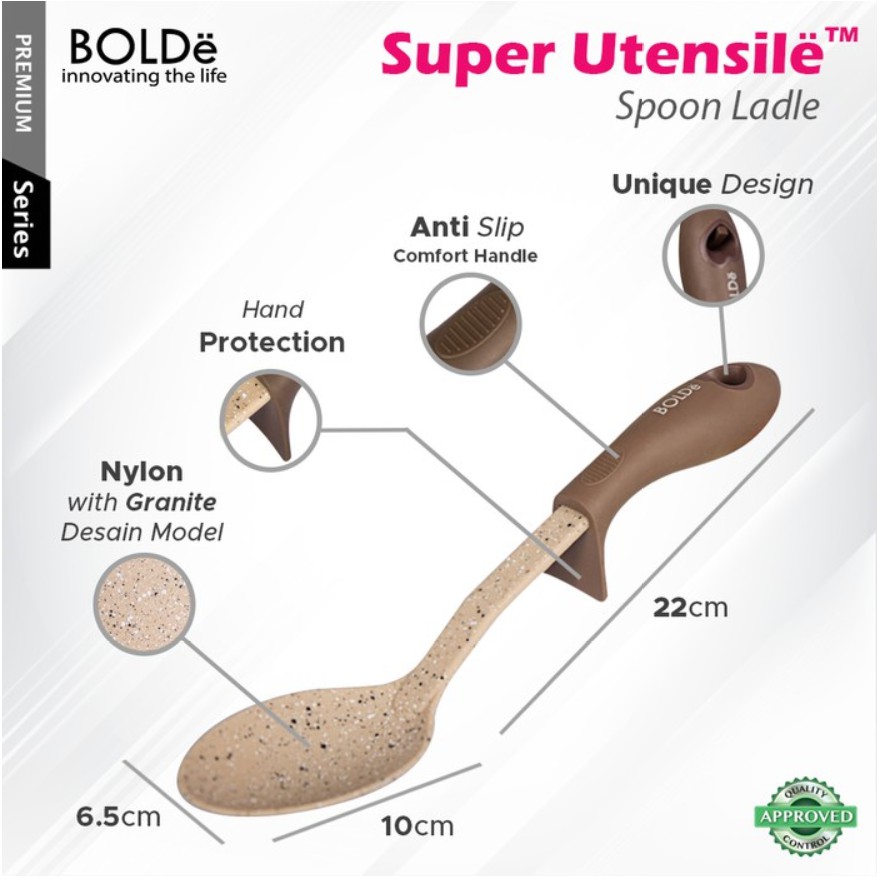 Sendok Mask - Sutil Spatula Bolde Utensile Cooking Spoon Granite Series Beige