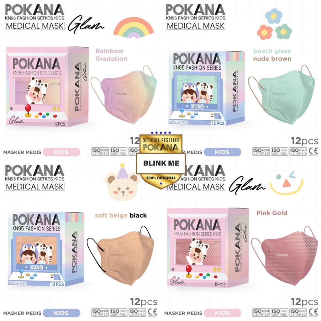 Pokana Masker KN95 kids Glam Fashion Series