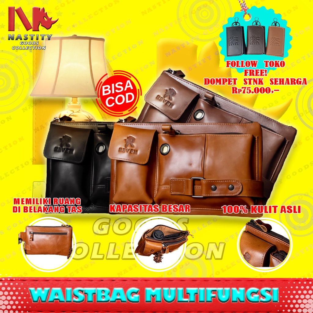 Tas Selempang Waistbag Multifungsi Kulit Asli Pria Totebag Sling Shoulder Tote Bag Tas Slempang Bahu