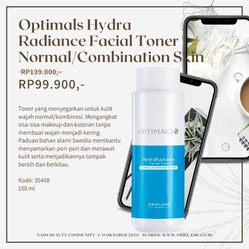 optimals hydra radiance facial toner
