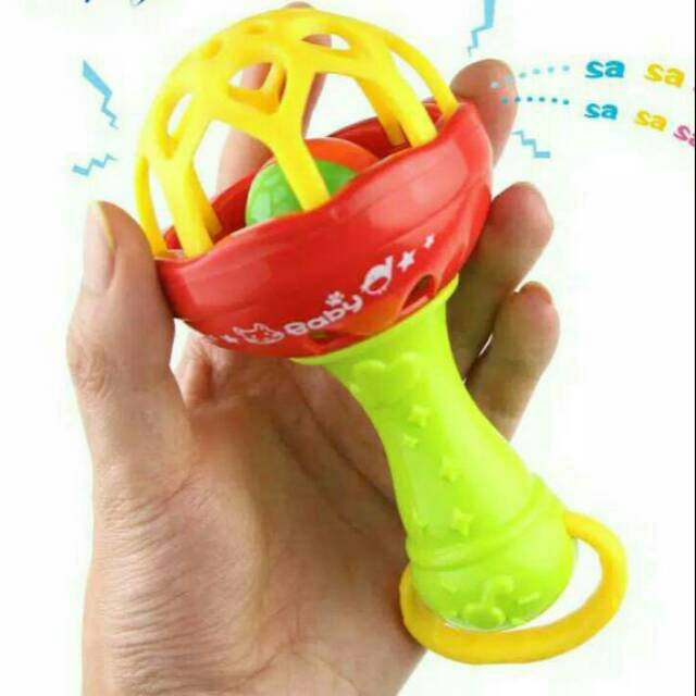 Rattle genggam bayi / kerincingan bayi (warna random)