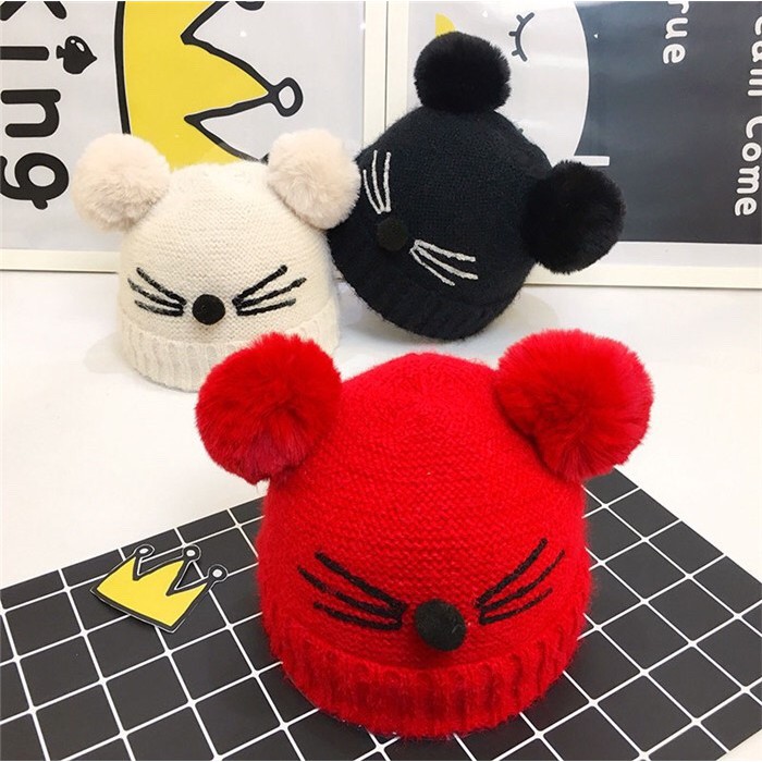 TOPI MOUSE POMPOM